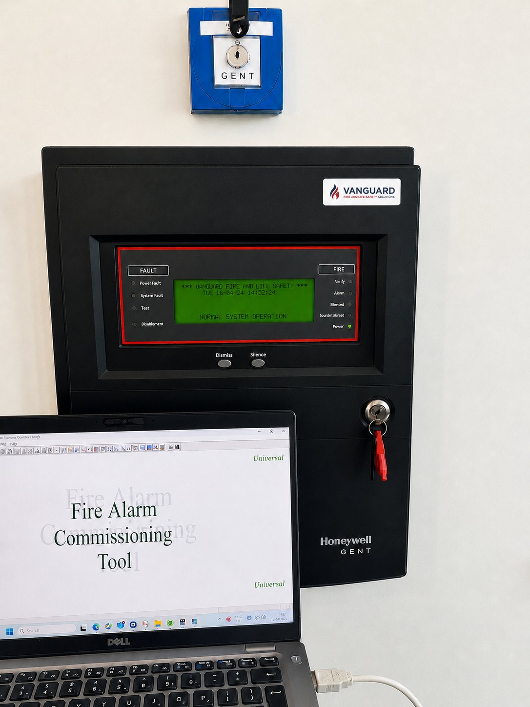 Commissioning a fire detection system at the control panel